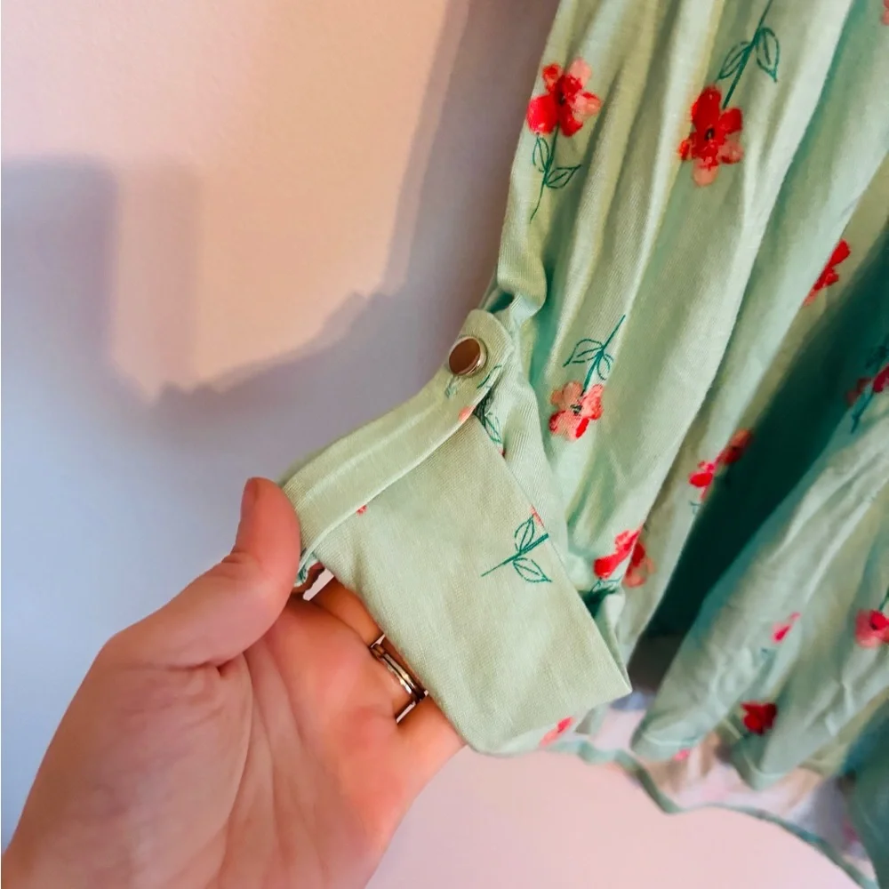 Kim Rogers green long sleeve top with floral print size XL - Picture 3 of 4